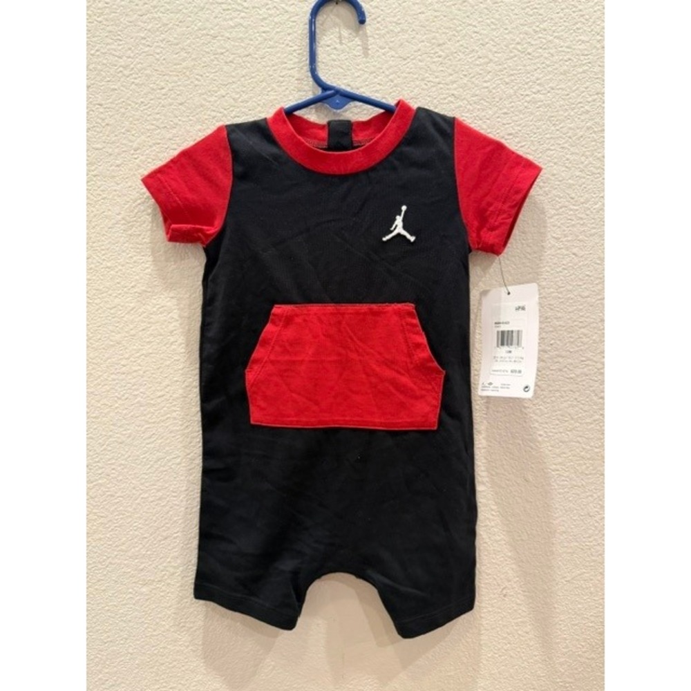 Jordan Infant Boys Red Black Jumpman Logo Romper One Piece 12M NWT